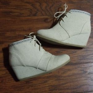 Maurices Cream Wedge Booties